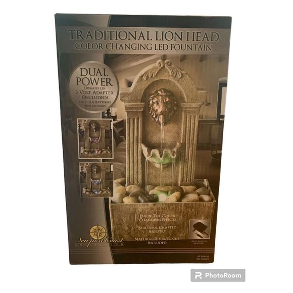 New in Box Traditional Lion Head Color Changing LED Fountain - Picture 1 of 4